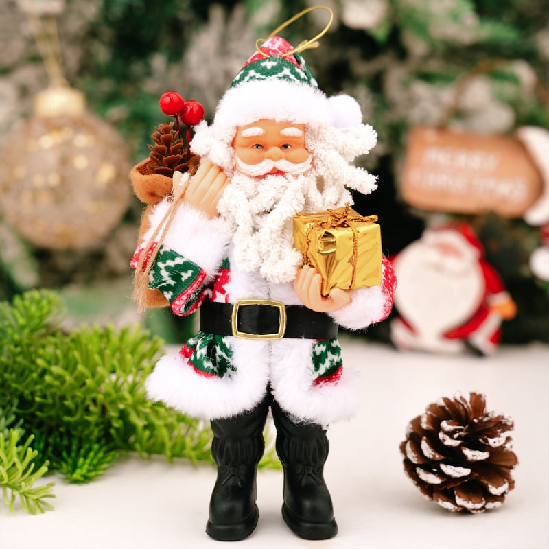 Пластмасова коледна украса: стояща фигура на Санта Клаус, марка HAPPYXMAS/Hobby Tree, процес: полупрофесионална ръчно-механична обработка, коледна декорация