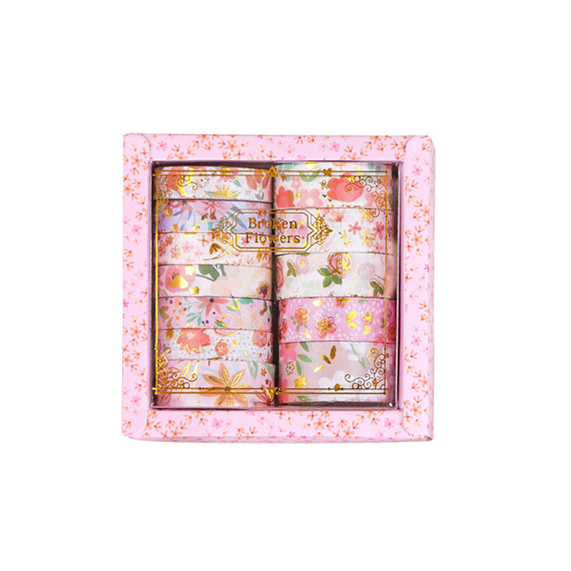 Floral Dream Bronzing Series Washi juostelė dienynams – popieriaus pagrindas, prekės ženklas Wheat Youth, pritaikoma, dovanai tinkama, žurnalų dekoravimo medžiaga