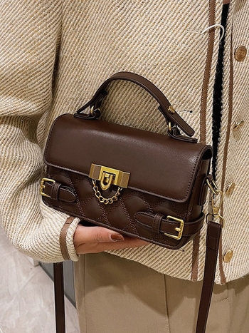 Női táska - utcai stílus, PU anyag (Horizontális négyzet alak; Nyitás: fedél típus; Cipzáras zseb; ID zseb; Belső: poliészter-pamut)