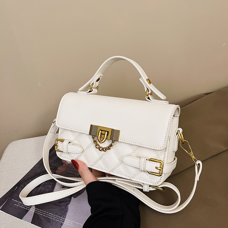 Moteriška rankinė - gatvės stiliaus, PU medžiaga (Horizontali kvadratinė forma; Užsegimas: dangtelio tipo; Vidinė kišenė su užtrauktuku; ID kišenė; Įklotas: poliesterio-kokvilnos)