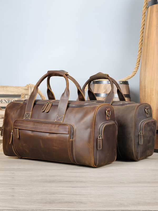 Geantă de călătorie din piele naturală Marent pentru bărbați, piele de top layer, capacitate 20–35 L, stil Crazy Horse vintage