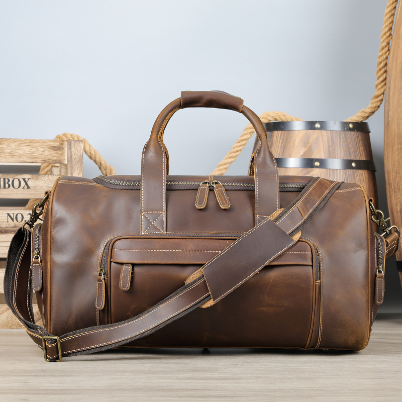 Geantă de călătorie din piele naturală Marent pentru bărbați, piele de top layer, capacitate 20–35 L, stil Crazy Horse vintage