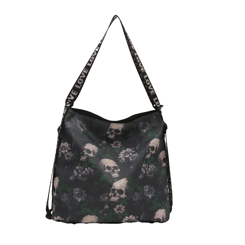 Geantă crossbody din nylon, stil găleată, închidere cu fermoar, căptușeală din poliester și buzunar secret cu fermoar