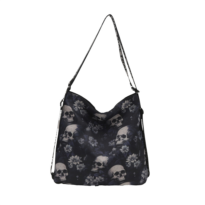 Geantă crossbody din nylon, stil găleată, închidere cu fermoar, căptușeală din poliester și buzunar secret cu fermoar