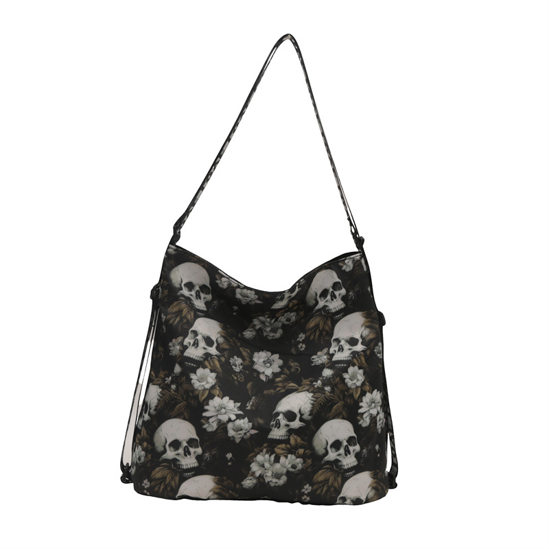 Geantă crossbody din nylon, stil găleată, închidere cu fermoar, căptușeală din poliester și buzunar secret cu fermoar