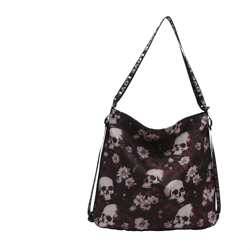 Geantă crossbody din nylon, stil găleată, închidere cu fermoar, căptușeală din poliester și buzunar secret cu fermoar