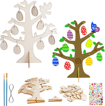 DIY дървен набор за великденски яйца – бук дърво, марка Yiyang, подвесни украси, модерен минималистичен стил