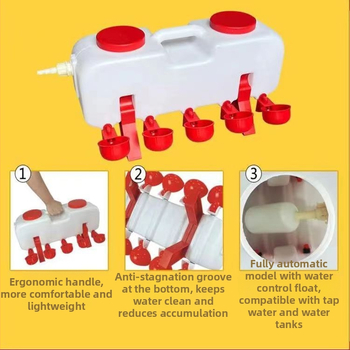 Automātiska dzirdināšanas kanna putniem – universāla vistām, pīlēm un zossēm; zīmols Sailing; izmantojama lopkopībai