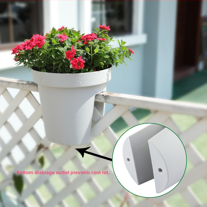 Седловиден цветарник за балкон, окачван на парапета, съд от смола и пластмаса, прост стил
