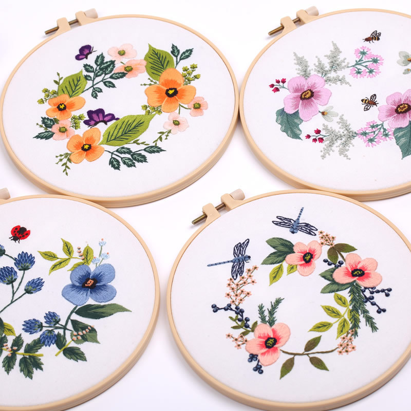 Комплект за кръстат бод с платно от памук и лен, флорална шарка — марка Cosmetic Makeup, произведено в Китай