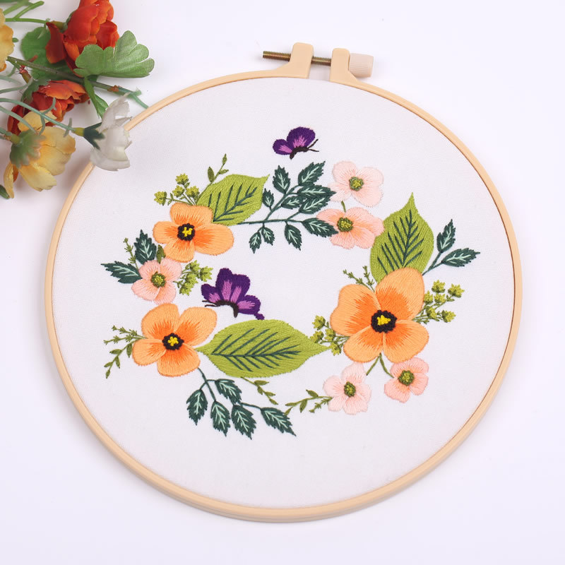 Комплект за кръстат бод с платно от памук и лен, флорална шарка — марка Cosmetic Makeup, произведено в Китай