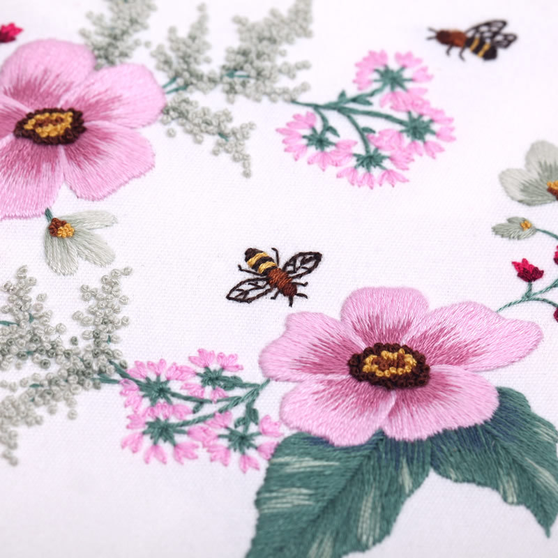 Комплект за кръстат бод с платно от памук и лен, флорална шарка — марка Cosmetic Makeup, произведено в Китай