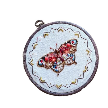 Σετ κεντητικής με χάντρες: σειρά εντόμων, χάντρες ρυζιού, κέντημα με σταυροβελονιά, μοντέρνο μινιμαλιστικό στιλ