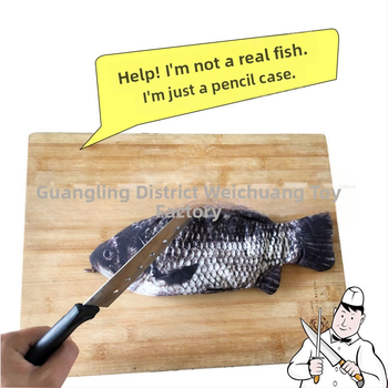 Плюшена чантичка за моливи с форма на риба, персонализирана, къс плюш, пълнеж PP памук, за възраст 14+