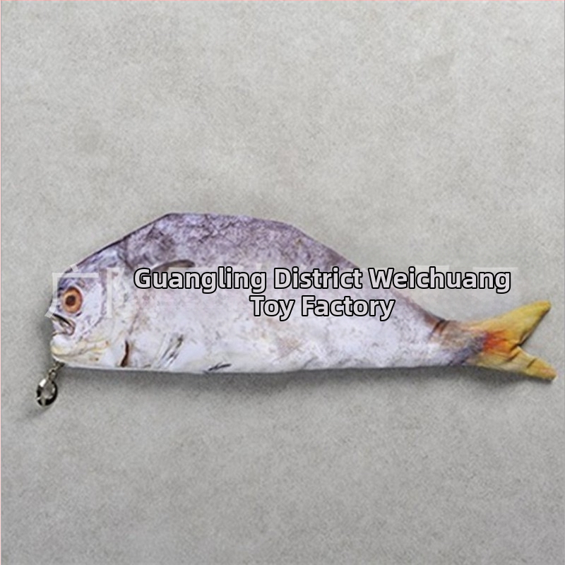 Плюшена чантичка за моливи с форма на риба, персонализирана, къс плюш, пълнеж PP памук, за възраст 14+