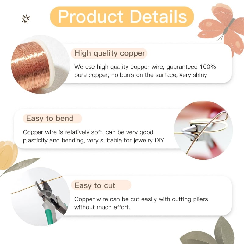 Χαλκού σύρμα για κοσμήματα – καθαρός χαλκός, μάρκα LAVIEMOT, 230 g