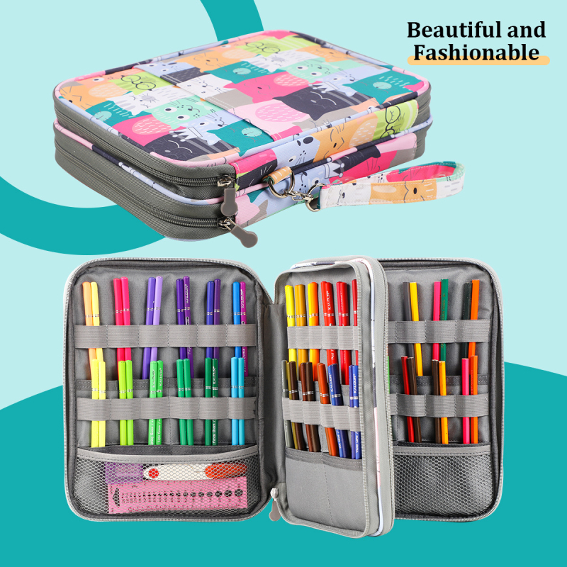 Geantă de depozitare pentru pensule de pictură, design imprimat, stil geantă de mână (Seri HS0288, material 600D Oxford)