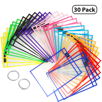 Чанта за документи, 30 бр. комплект, прозрачно PET, многоразова, марка Bohn, стил Socket/Creativity, плосък дизайн, тегло 40 g