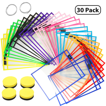 Чанта за документи, 30 бр. комплект, прозрачно PET, многоразова, марка Bohn, стил Socket/Creativity, плосък дизайн, тегло 40 g