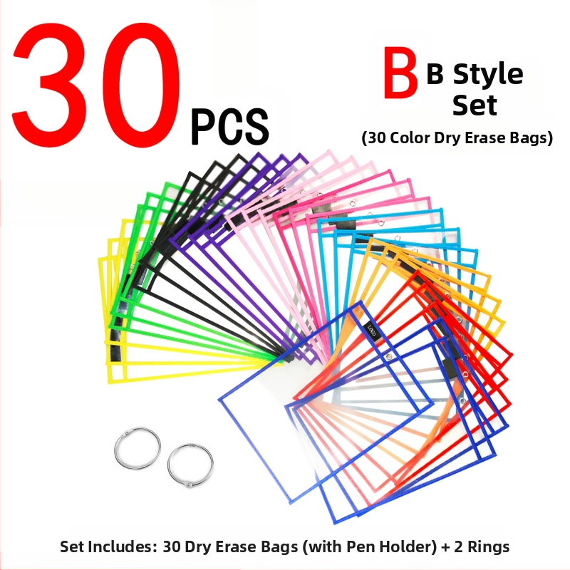 Чанта за документи, 30 бр. комплект, прозрачно PET, многоразова, марка Bohn, стил Socket/Creativity, плосък дизайн, тегло 40 g