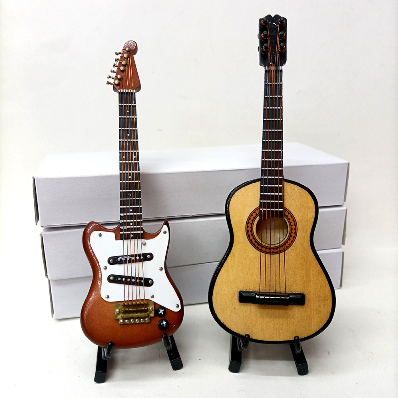 Mini drvena gitara za lutke, mjera 1:6/1:8/1:12, DIY dodaci za igru s hranom