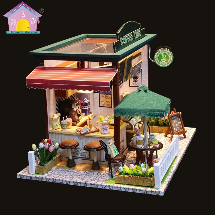 Дървен DIY коттедж модел с електрическа функция и статично оформление