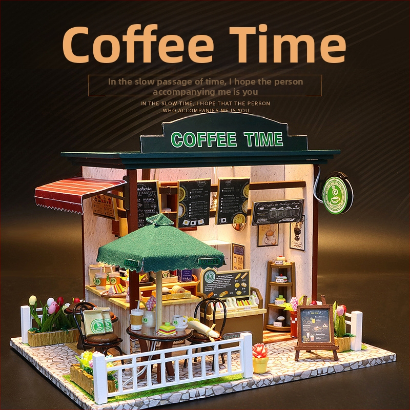 Дървен DIY коттедж модел с електрическа функция и статично оформление