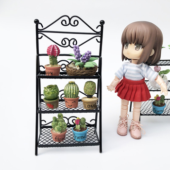 Метален мини модел къща за кукли за външна градина със многоетажен цветарник и рафт за обувки, DIY сглобяване