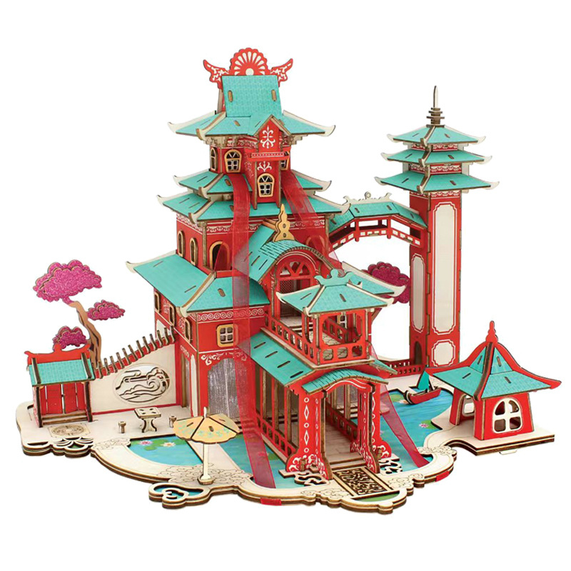 Koka Ferris Wheel 3D puzle rotaļlieta — demontāža un salikšana, intelektuālā attīstība, vecums 7–14 gadi, interaktīva