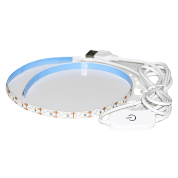 Augalų auginimo LED juosta su 60 × 2835 LED, įvestis 5V, galia 5W, šviesos sklaidos kampas 120°, atspari vandeniui