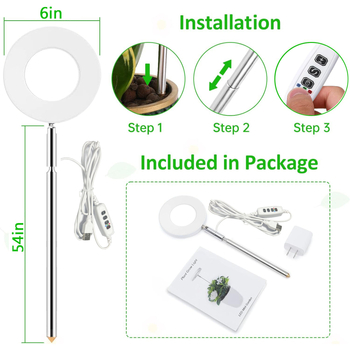Angel Ring εσωτερικού LED φωτισμού ανάπτυξης φυτών με 72 LED, 15W, IP54, ενσύρματος έλεγχος USB, πλήρες φάσμα με χρονοδιακόπτη