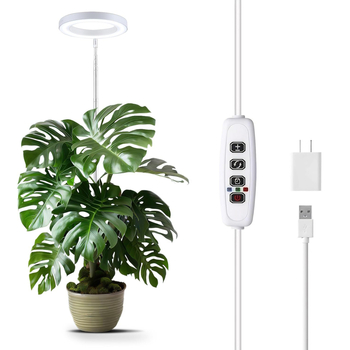 Angel Ring εσωτερικού LED φωτισμού ανάπτυξης φυτών με 72 LED, 15W, IP54, ενσύρματος έλεγχος USB, πλήρες φάσμα με χρονοδιακόπτη