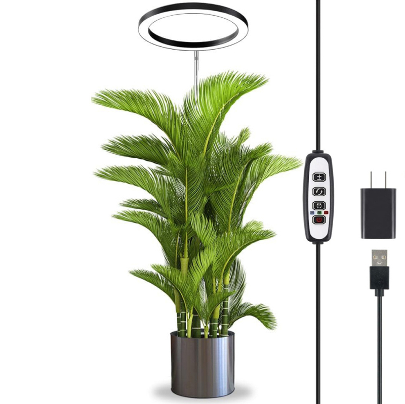 Angel Ring εσωτερικού LED φωτισμού ανάπτυξης φυτών με 72 LED, 15W, IP54, ενσύρματος έλεγχος USB, πλήρες φάσμα με χρονοδιακόπτη