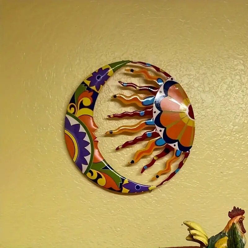 Μεταλλική διακόσμηση τοίχου με σχέδιο χαμογελαστού ήλιου, στυλ καρτούν, Yueyi