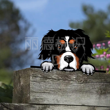 Ornament de grădină din fier, stil pastoral, cu un puiuț care privește prin gard, pentru gard și curte