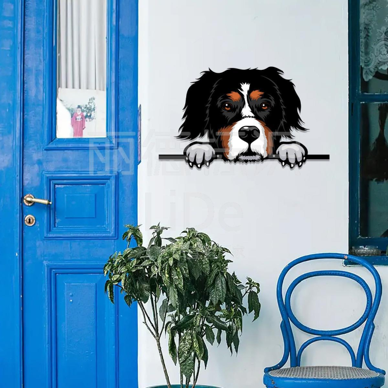 Ornament de grădină din fier, stil pastoral, cu un puiuț care privește prin gard, pentru gard și curte