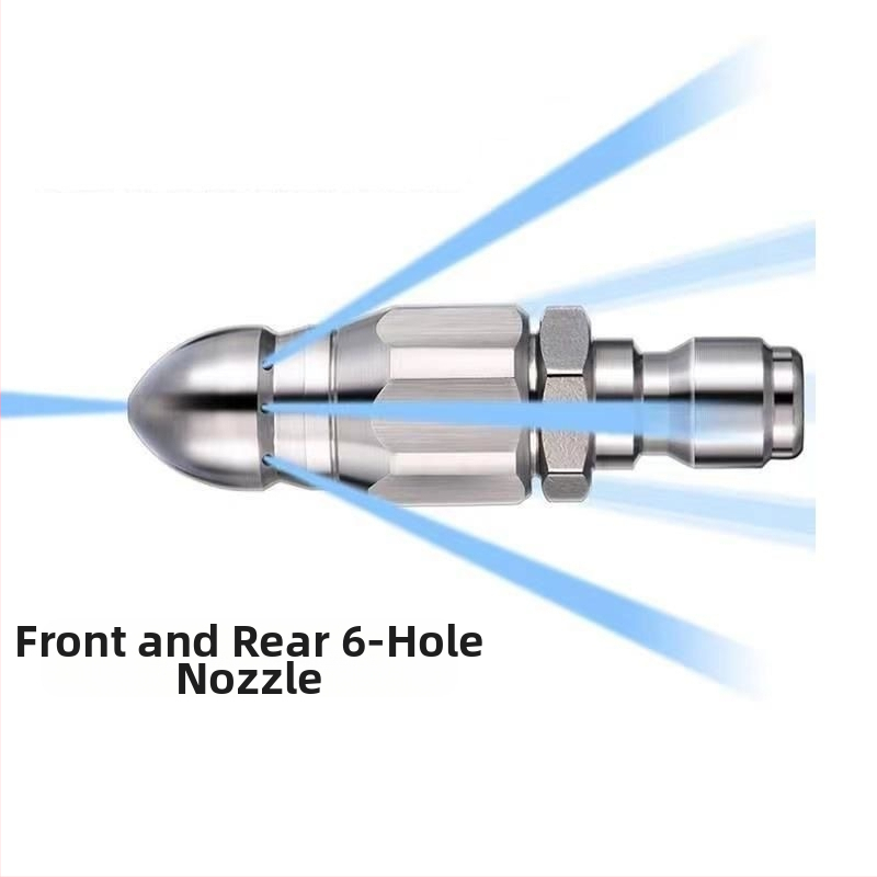 Дюза за почистване на канализационни тръби от неръждаема стомана, 1/4 инча бързо свързване, 6 дюзи