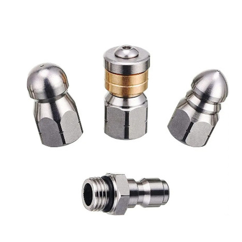 Σετ σωλήνα υψηλής πίεσης για καθαρισμό αγωγών με 1 εμπρός ακροφύσιο και 3 πίσω ακροφύσια, 1/4 γρήγορη σύνδεση και 6 εξαρτήματα, ανοξείδωτο ατσάλι