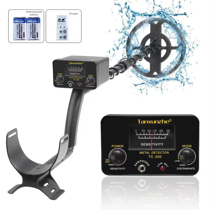 Tanxunzhe TC-200 μεταλλικός ανιχνευτής για υπόγειο εντοπισμό θησαυρών, μοντέλα TC-200/TC-300, τροφοδοσία 9V, ακουστικός συναγερμός, εύρος ανίχνευσης 1–25 cm, στόχοι σε νομίσματα, βάρος 1300 g