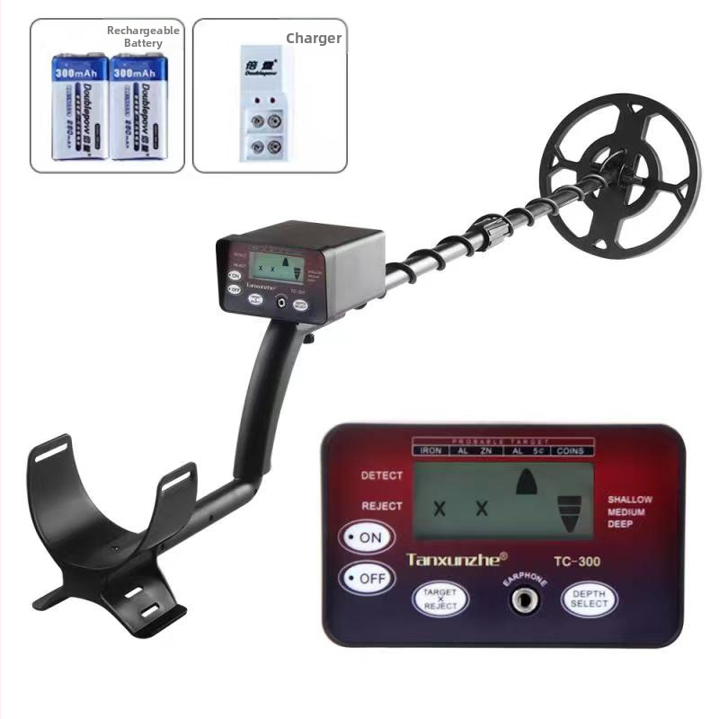 Tanxunzhe TC-200 μεταλλικός ανιχνευτής για υπόγειο εντοπισμό θησαυρών, μοντέλα TC-200/TC-300, τροφοδοσία 9V, ακουστικός συναγερμός, εύρος ανίχνευσης 1–25 cm, στόχοι σε νομίσματα, βάρος 1300 g