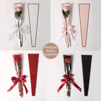 OPP maišelis vienai rožei, puokščių įpakavimas graviravimo spausdinimu, 50 vnt./pakuotė, Boutique flower art