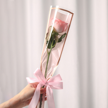 OPP maišelis vienai rožei, puokščių įpakavimas graviravimo spausdinimu, 50 vnt./pakuotė, Boutique flower art