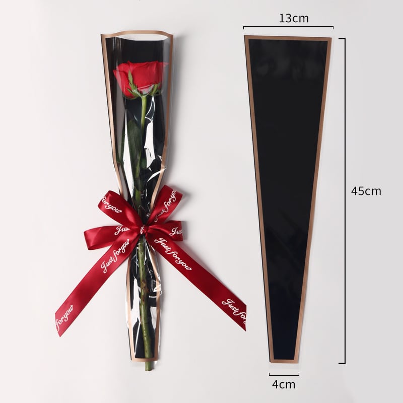 OPP maišelis vienai rožei, puokščių įpakavimas graviravimo spausdinimu, 50 vnt./pakuotė, Boutique flower art