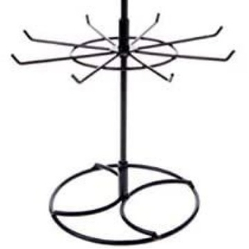 Noņemams metāla rotējošs juvelierizstrādājumu stends ar 8 āķiem, viens līmenis