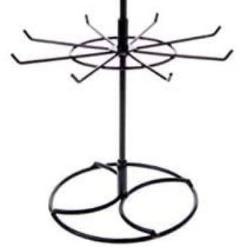 Noņemams metāla rotējošs juvelierizstrādājumu stends ar 8 āķiem, viens līmenis