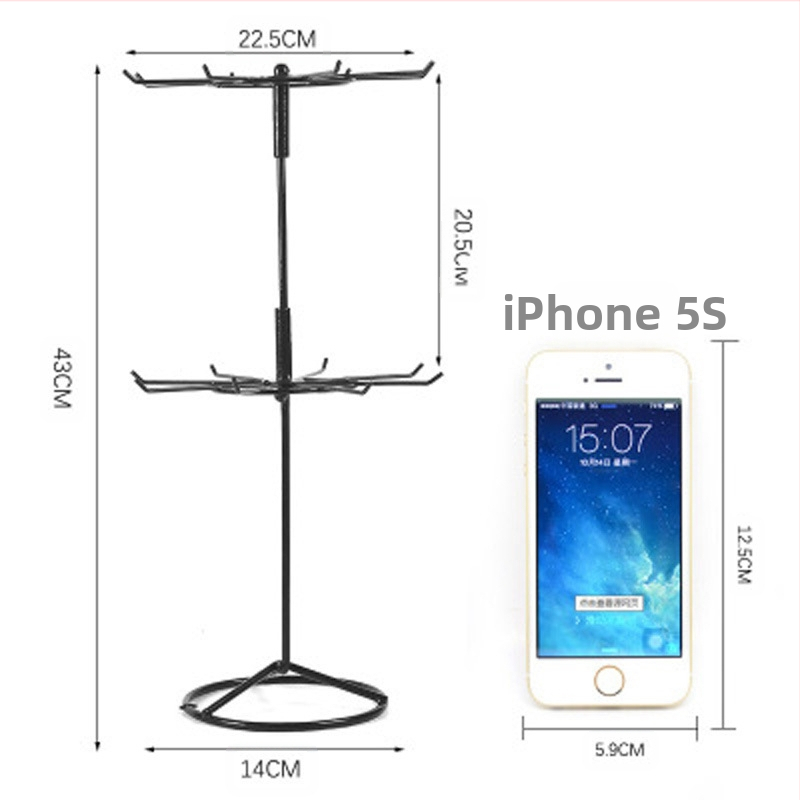 Noņemams metāla rotējošs juvelierizstrādājumu stends ar 8 āķiem, viens līmenis