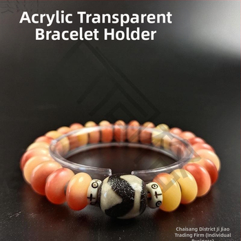 Skatāms caurspīdīgs akrila rokassprādžu displeja statīvs, bieza konstrukcija, C formas, priekš izstādīšanas un uzglabāšanas