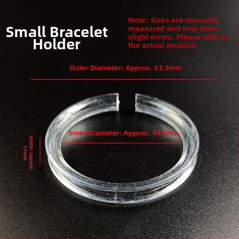 Skatāms caurspīdīgs akrila rokassprādžu displeja statīvs, bieza konstrukcija, C formas, priekš izstādīšanas un uzglabāšanas