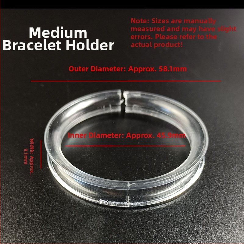 Skatāms caurspīdīgs akrila rokassprādžu displeja statīvs, bieza konstrukcija, C formas, priekš izstādīšanas un uzglabāšanas