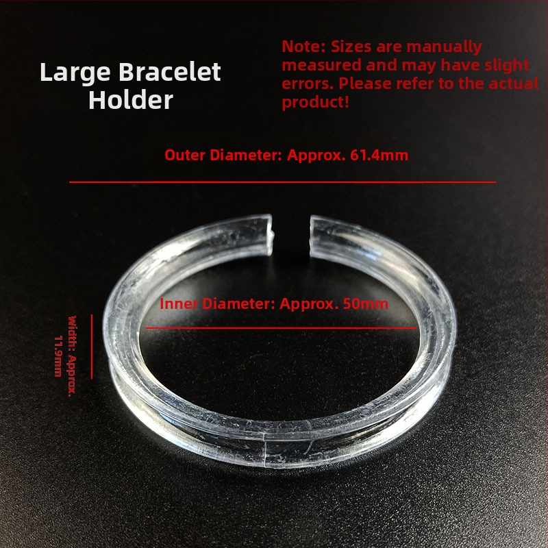 Skatāms caurspīdīgs akrila rokassprādžu displeja statīvs, bieza konstrukcija, C formas, priekš izstādīšanas un uzglabāšanas